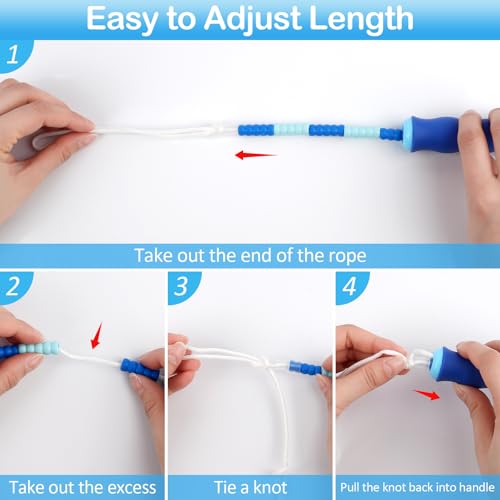 Jump Rope for Kids, Adjustable Jump Ropes for 4 5 6 7 8 10 12, Tangle Free Jumping Rope Age 8-12, Segmented Soft Beaded Skipping Rope for Women Fitness - color: Blue and Purple