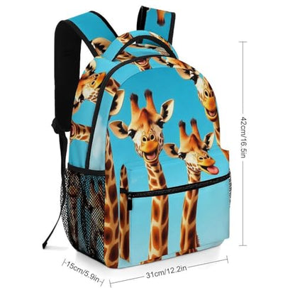 Mens Portable Backpack with Side Pocket Lightweight Laptop Backpack Giraffe Selfie Book Bag Casual Daypack for Office Travel Hiking - color: Color(535)