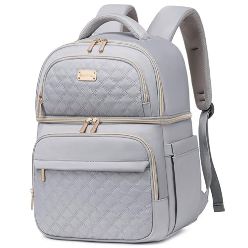 Backpack Cooler Lunch Backpack Double Decker Lunch Box,Insulated Backpack Lunch Cooler Bag, Lightweight Leakproof Lunchbox Backpack for Women Men to Travel,Picnic,Hiking,Beach,Camping - color: Gray