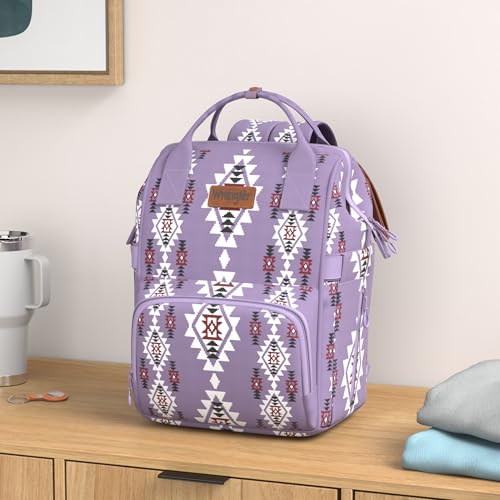 Montana West Wrangler Callie Diaper Bag Backpack with Stroller Straps Multifunction Baby Travel Bag WG2204-9110LV - color: Lilac