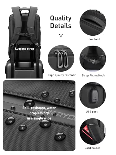 MARK RYDEN Travel Backpack for Men, 38L Airline Approved Carry on Backpack with USB Charging Port, 17.3 Inch Waterproof Business Laptop Backpack