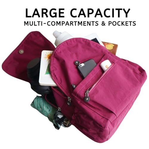 Fadsace Women's Casual Backpack, Lightweight Nylon Daypack, Travel Mini Shoulder Bag (Roseo) - color: Roseo