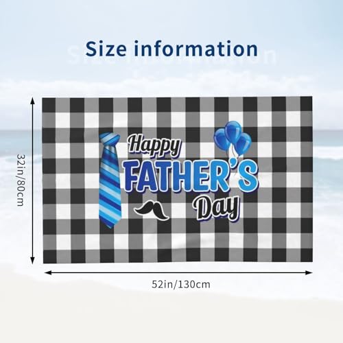 Happy Father's Day Beach Towel, Black Buffalo Plaid Quick Dry Sand Free Absorbent Bath Towel, Microfiber Lightweight Towel Pool Travel Camping Gym Swim 30x60 Inch/ 77X153cm - color: Happy Father's Day
