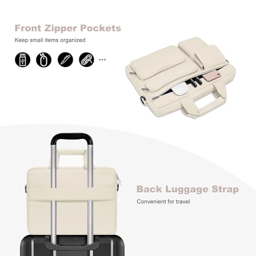 MOSISO Laptop Shoulder Bag 15.6 inch, 15-15.6 inch Computer Bag Compatible with MacBook Pro 16 inch, HP, Dell, Lenovo, Notebook with 2 Raised&1 Flapover&1 Horizontal Pocket&Handle&Belt, Sand - color: Sand, size: 16 inch