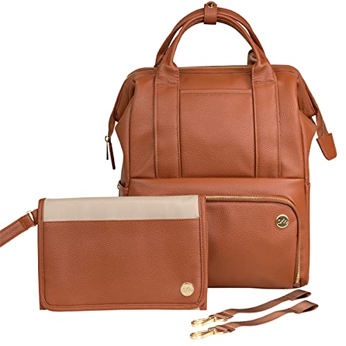 CleverMade unisex-adult Diaper Backpack Bag With Handles - color: Brown, size: 12''L x 8''W x 16''H