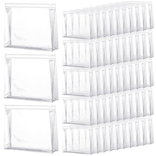 Xuniea 50 Pcs Mini Clear Makeup Bag Small Clear Zipper Pouch Travel Plastic Cosmetic Organizer Waterproof for Toiletries Swimsuit Bikini Bathing Suit(9.8'',Transparent) - color: Transparent, size: 9.8 x 7 x 2.5 in