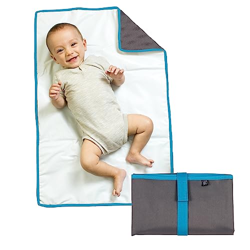 J.L. Childress Full Body Portable Changing Pad for Babies - Diaper Changing Mat for Travel, Baby Accessory Essentials, Wipeable & Water-Resistant, Foldable & Compact, Padded, Extra Large - Grey/Teal - color: Grey/Teal