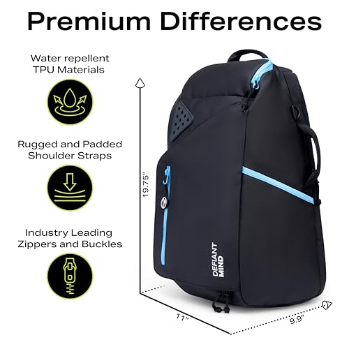DefiantMind Large Premium Basketball Bag, Backpack, For Elite Youth, Boys, Girls, For Shoes or Cleats, Water Bottles, School, also great for Volleyball, Soccer