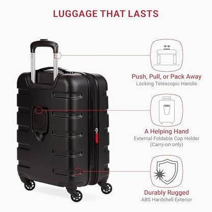 SwissGear 7366 Hardside Expandable Luggage with Spinner Wheels, Black, Carry-On 19-Inch - color: Black, size: Carry-On 19-Inch