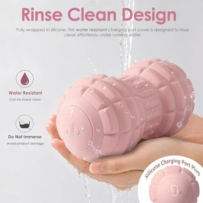Silicone Vibrating Peanut Massage Ball Roller, Water Resistant Electric Double Lacrosse Massage Ball with 4 Intensities for Muscle Tightness, Deep Tissue Massager for Foot, Back, Hip (Pink) - color: Pink