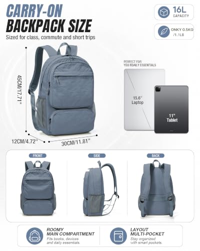BJLFS Grey Backpack for School Women Girls, Waterproof Bookbag Cute High School Backpack for Men Teen Boys, Lightweight Travel College Backpack Mochilas Escolares para Casual Daypack Rucksack - color: A1-blue