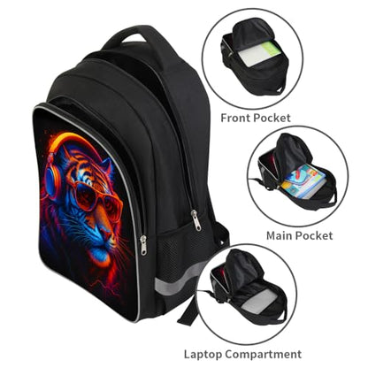 HiMagics Back To School Gifts, Animal Tiger Primary Middle School Backpack for Girls Boys - Aesthetics Teen Bookbag with Laptop Sleeve, Aesthetic College School Bag with Laptop Compartment - color: A10-tiger