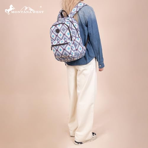 Montana West Backpack for Women Western Travel Backpack Purse Casual Daypack for Laptop College - color: Aztec Gray