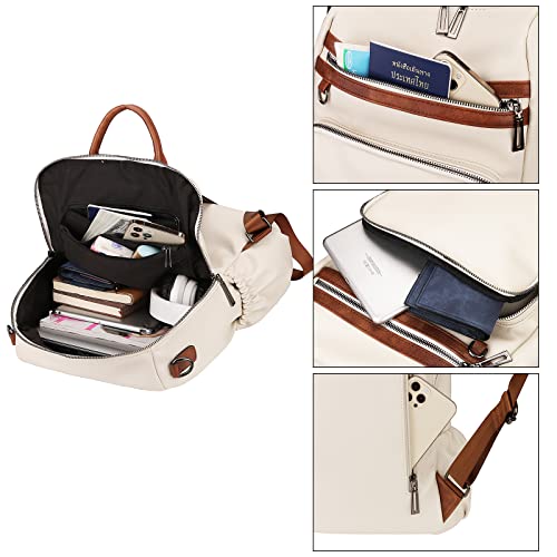 Uromee Travel Backpack Purse for Women Vegan Leather Ladies Fashion Tassel Shoulder Bag Convertible - color: 0243 Large White Brown
