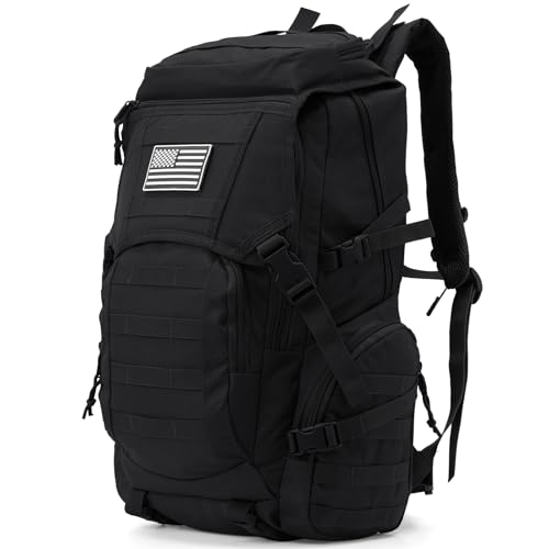 35L Military Tactical Backpack for Men, Water Resistant Assault Pack for Women, Black Molle Daypack 3 Day Bug Out Bag Rucksack for Trekking,Camping, Survival, EDC - color: Black, size: Medium-35L