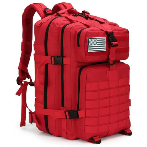 45L Military Tactical Backpack for Men & Women Bug Out Bag Assault pack Molle Daypack Hiking Trekking Rucksack(45L red) - color: 45l Red