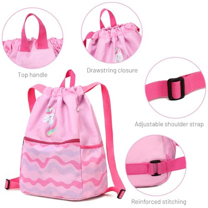 Waterproof Drawstring Bag, Drawstring Backpack, Gym Bag Sackpack Sports Backpack for Women Girls Cute Panda Pink - color: Panda Pink