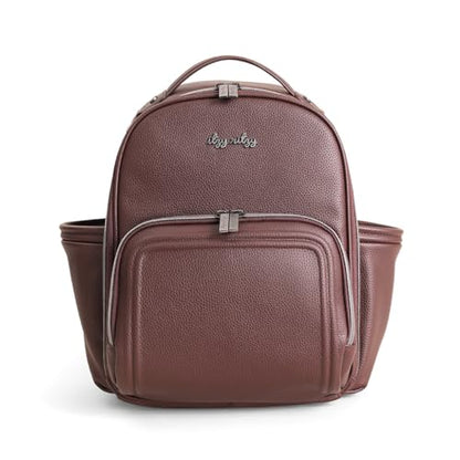 Itzy Ritzy Mini Diaper Bag Backpack – Chic, Compact Mini Plus Backpack with Changing Pad, 10 Pockets (6 Internal, 4 External), Grab-Top Handle & Rubber Feet (Espresso) - color: Espresso