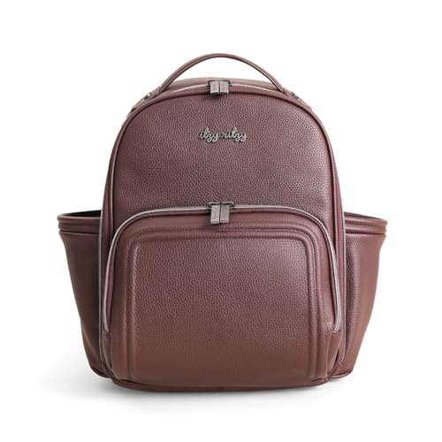 Itzy Ritzy Mini Diaper Bag Backpack – Chic, Compact Mini Plus Backpack with Changing Pad, 10 Pockets (6 Internal, 4 External), Grab-Top Handle & Rubber Feet (Espresso) - color: Espresso