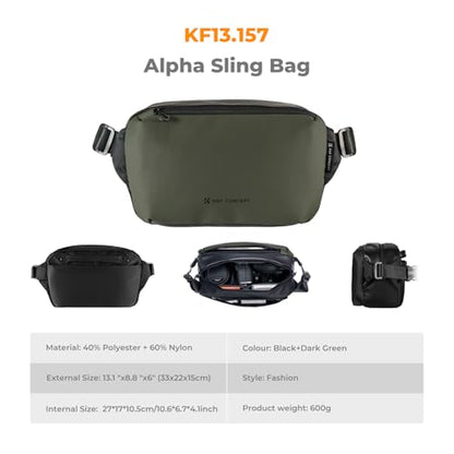 K&F CONCEPT Camera Sling Bag Crossbody Bag Waterproof Camera Shoulder Backpack DSLR/SLR/Mirrorless Camera Case - color: 04 Black+Green Medium