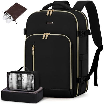 LOVEVOOK Carry on Backpack, Travel Backpack for Women Flight Approved, Waterproof Large Personal Item Travel Bag with 3 Packing Cubes, Daypack Luggage Weekender Overnight Backpack