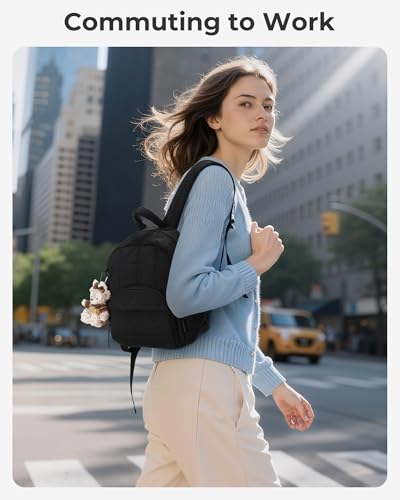 BAGSMART Mini Backpack for Women, Lightweight Puffer Small Backpack Purse, Quilted Casual Travel Daypack, Cute Water-Resistant Bookbag for Daily, Dawn Blue - color: Dawn Blue