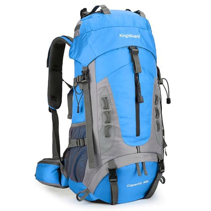 King'sGuard 60L Hiking Backpack for Men and Women Lightweight Camping Hiking Backpack with Rain Cover Large Waterproof Travel Backpack Backpacking Pack (Blue) - color: Blue