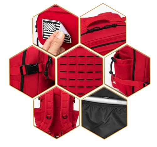 QT&QY 25L/45L Military Tactical Backpack For Men Molle Daypack 3 Day Bug Out Bag Hiking Rucksack With Bottle Holder - color: 25l Red