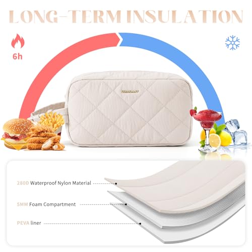 Small Cooler Bag Freezable Lunch Bag for Work School Travel,Small Lunch Bag,insulated snack bag,Mini Cooler,Lunch bag small Fit For Yogurt(Beige) - color: S-Beige