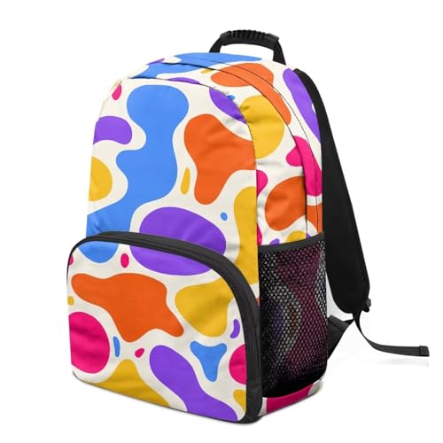 All Over Print Backpack for Women & Men - Abstract Colorful Spot Print 17 In Lightweight Laptop Backpack, Water Resistant College School Bookbag with Side Pockets, Trendy Travel Rucksack - color: Abstract Colorful Spot Print
