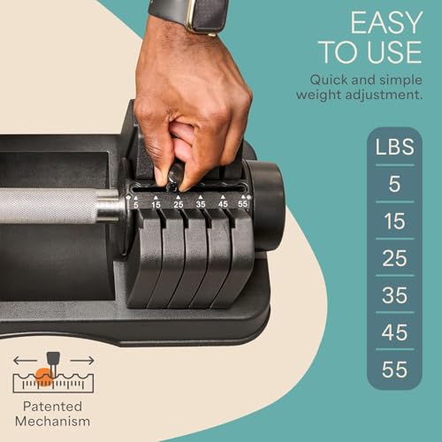 LifePro Adjustable Dumbbells Set – Quick-Adjust Space-Saving Weights with Anti-Slip Handle for Home Gym Strength Training - color: 55lb Single