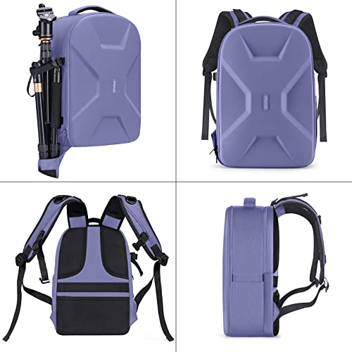 MOSISO Camera Backpack, DSLR/SLR/Mirrorless Photography Camera Bag 15-16 inch Waterproof Hardshell Case with Tripod Holder&Laptop Compartment Compatible with Canon/Nikon/Sony, Lavender Gray - color: Lavender Gray