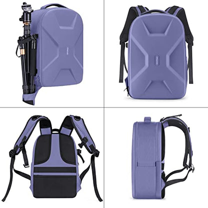 MOSISO Camera Backpack, DSLR/SLR/Mirrorless Photography Camera Bag 15-16 inch Waterproof Hardshell Case with Tripod Holder&Laptop Compartment Compatible with Canon/Nikon/Sony, Lavender Gray - color: Lavender Gray