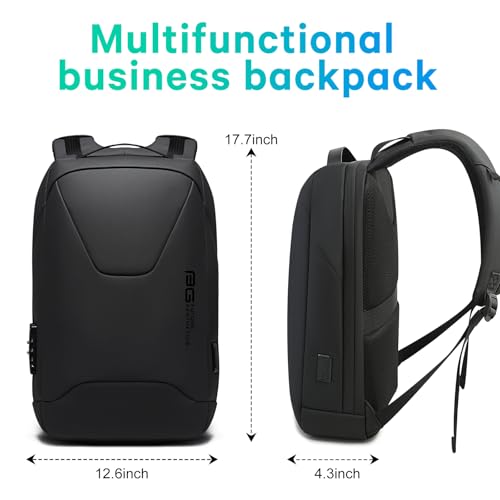 BANGE Anti-Theft Business Laptop Backpack, 15.6 Inch Lock Travel Backpack, Water-resistant Zippers with USB Charging Port, 16L Computer Bag for Men & Women