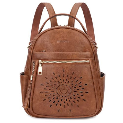 APHISON Small Backpack Purse for Women Cute PU Leather Mini Backpacks Ladies Casual Lightweight Travel Daypack Waterproof - color: 4-brown, size: Small