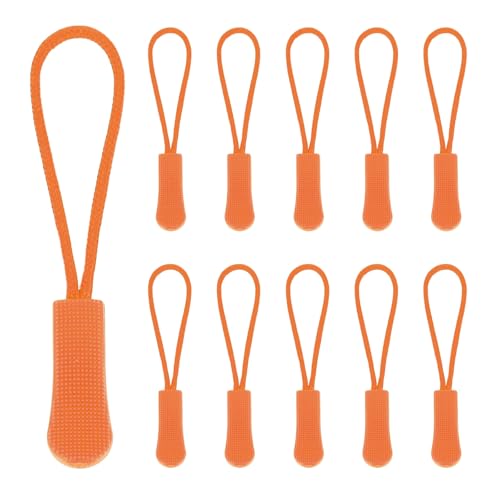 PATIKIL 2.6 Inch Zipper Pulls Replacement, 100 Pcs Nylon Cord Extension Zipper Pull Tab Tags for Handbag Backpacks Jackets Luggage Purses, Orange - color: Orange