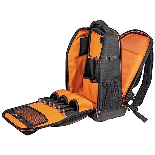 Klein Tools 62805BPTECH 28-Pocket Laptop Backpack Tool Bag, Tradesman Pro Extra-Large Tech Tool Backpack with Molded Bottom, Charging Port