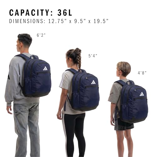 adidas Striker 3 Team Sports Backpack – Daypack for Sports Gym Travel, 36L, Navy Blue, OSFA - color: Navy Blue
