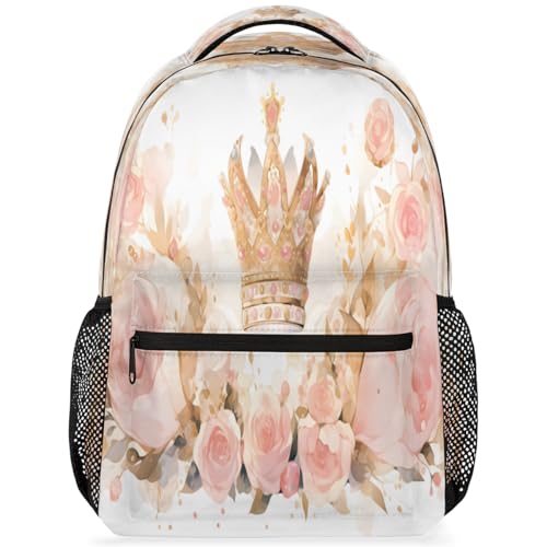 Crown Floral Laptop Backpack for Women 17 inch Backpacks Lightweight Computer Bag Rucksack Casual Daypack Work Travel - color: Multicolor-6