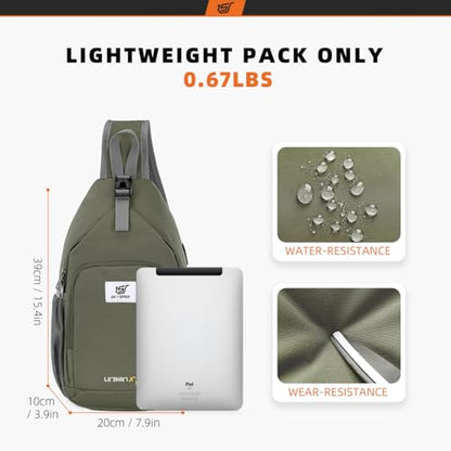 SKYSPER Sling Bag RFID Crossbody Sling Backpack Cross Body Shoulder Bag Travel Hiking Daypack for Women Men(Light Taupe) - color: Light Taupe