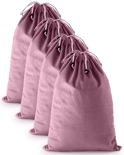 4 Pcs Shoe Bags for Travel, Dust Velvet Bags, Parfait Pink, 17.3x12.6 Inch | Washable & Reusable Travel Shoe Bags, Dustproof Shoe Bags with Drawstring Closure, Suitable for Travel, Home Storage - color: Parfait Pink, size: 17.3"x12.6"