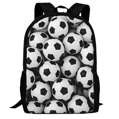 Black and White Football Soccer Backpack Laptop Travel Bag Adjustable Backpack Print Daypack for Men Women 16.5 In - color: Style 3