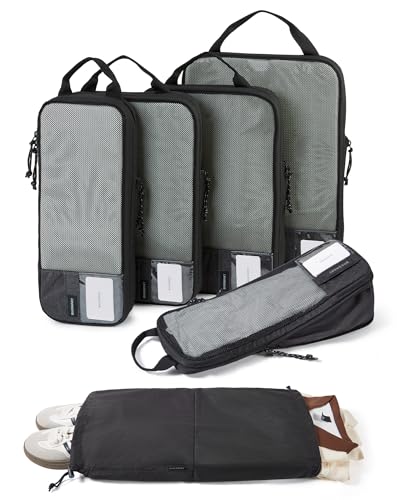 BAGSMART 6 Set /4 Set/2 Set Compression Packing Cubes for Travel, Lightweight Luggage Organizer Bags, Durable Space Saver Bags Travel Essentials - color: Black, size: Set of 6