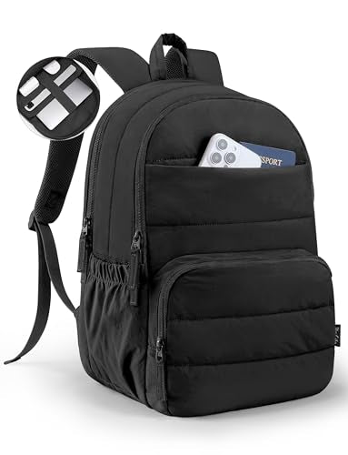 Uselike Travel Backpack for Women, 15.6 Inch Laptop Backpack, Quilted College Bookbag, Cute Work Backpacks, Water Resistant - color: Black