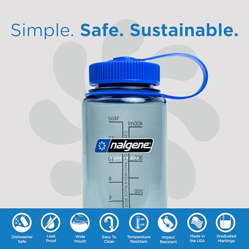 Nalgene Sustain Tritan BPA-Free Water Bottle Made with Material Derived from 50% Plastic Waste (using ISCC certified mass balance), 16 OZ, Wide Mouth,Grey (Pack of 6) - color: Grey, size: 16 Ounces (Pack of 6)