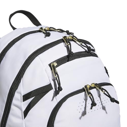adidas Defender 5 Backpack for Sports, Gym, School and Travel, 33L, White/Gold Metallic/Black, OSFA - color: White/Gold Metallic/Black