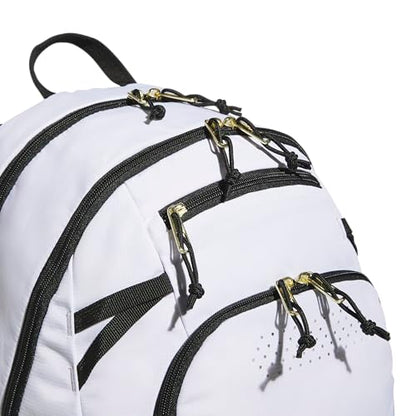 adidas Defender 5 Backpack for Sports, Gym, School and Travel, 33L, White/Gold Metallic/Black, OSFA - color: White/Gold Metallic/Black