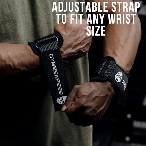 Gymreapers Weight Lifting Hooks (Pair), Heavy Duty Power Wrist Straps Hand Grip Support For Deadlifts, Pull Ups, Shrugs - Gym Gloves For Men and Women - color: Black