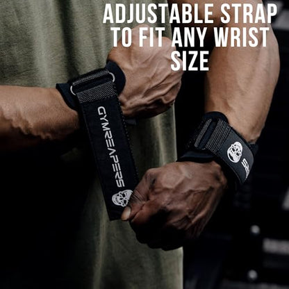 Gymreapers Weight Lifting Hooks (Pair), Heavy Duty Power Wrist Straps Hand Grip Support For Deadlifts, Pull Ups, Shrugs - Gym Gloves For Men and Women - color: Black