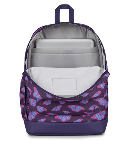 JanSport Cross Town Plus Backpack - Large Main Compartment, Side Water Bottle Pocket, 15-Inch Padded Laptop Sleeve - Flutter By Purple - color: Flutter By Purple